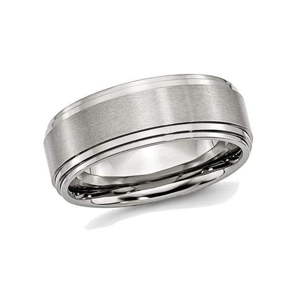 Mens Chisel Stainless Steel 8mm Brushed and Polished Wedding Band Ring for Men