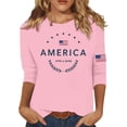 thumbnail image 2 of Conairie Women 4th of July Tops Relaxed Fit Crew Neck Short Sleeve Patriotic T Shirt American Flag Print Basic Blouses Vacation Clothes Pink XXL, 2 of 4