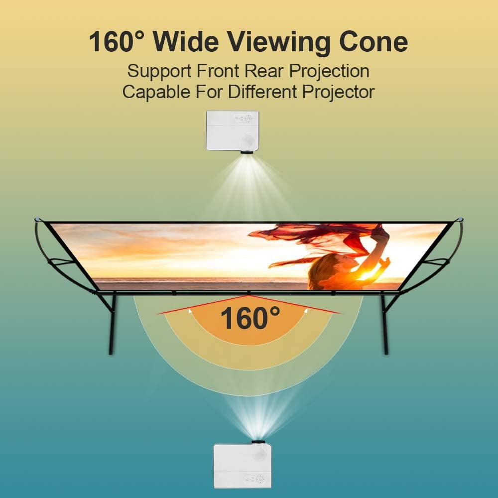 Projector Screen with Stand Foldable Portable Movie Screen 120 Inch, HD 4K Double Sided Projection Screen Indoor Outdoor Projector Movies Screen for Home Theater,16:9