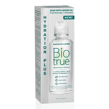 Biotrue Hydration Plus Multi-Purpose Eye Contact Lens Solution and Cleaner for Soft Contacts, 4 fl oz