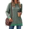 thumbnail image 5 of Tunic Tops to Wear with Leggings Long Sleeve Crew Neck T Shirts Casual Loose Fit Army Green XXL, 5 of 6