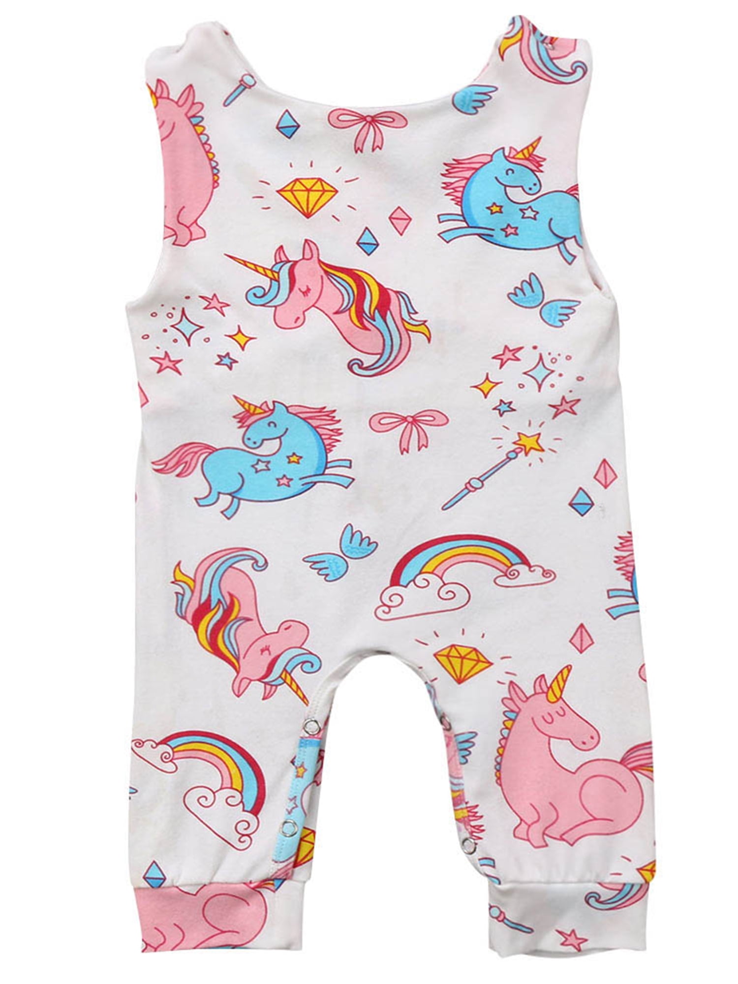 Infant Baby Girls Unicorns Rainbows Sleeveless Cotton Romper (80/612