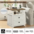 thumbnail image 3 of FAGAGA Set of 2 End Table with Charging Station for Living Room,Wooden Nightstand for Bedroom, White, 3 of 10