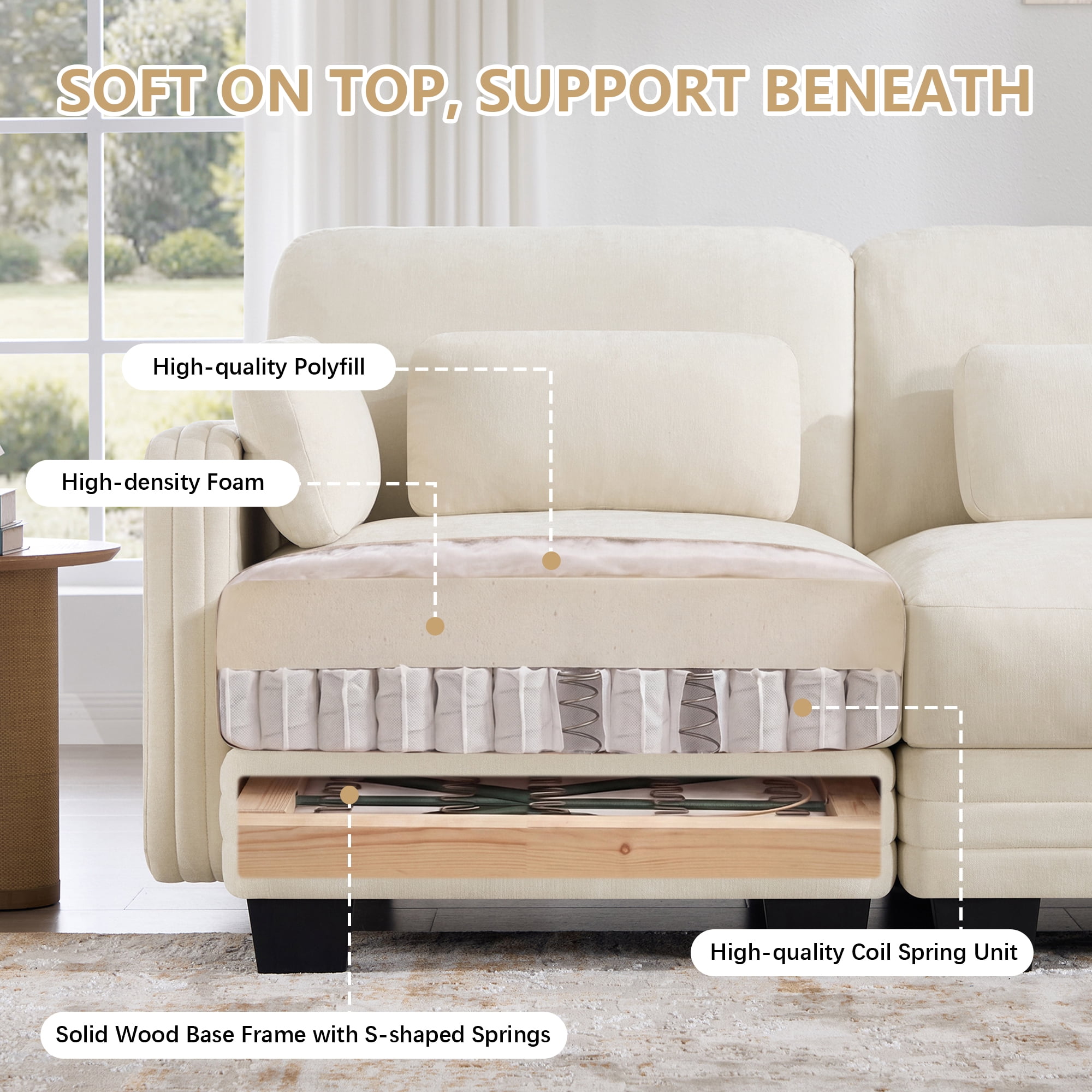 70" Modern Modular 2 Seater Loveseat Sofa Couch with 4 Pillows