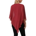 thumbnail image 3 of INSPIRE CHIC Women's Flowy Top V Neck Lightweight Chiffon Blouses Dressy Asymmetrical Shirt Double Layered Fall Top M Wine Red, 3 of 6