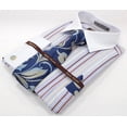 thumbnail image 3 of Men's Henri Picard White & Blue Striped Multi-Color French Cuff Shirt Set, 3 of 6
