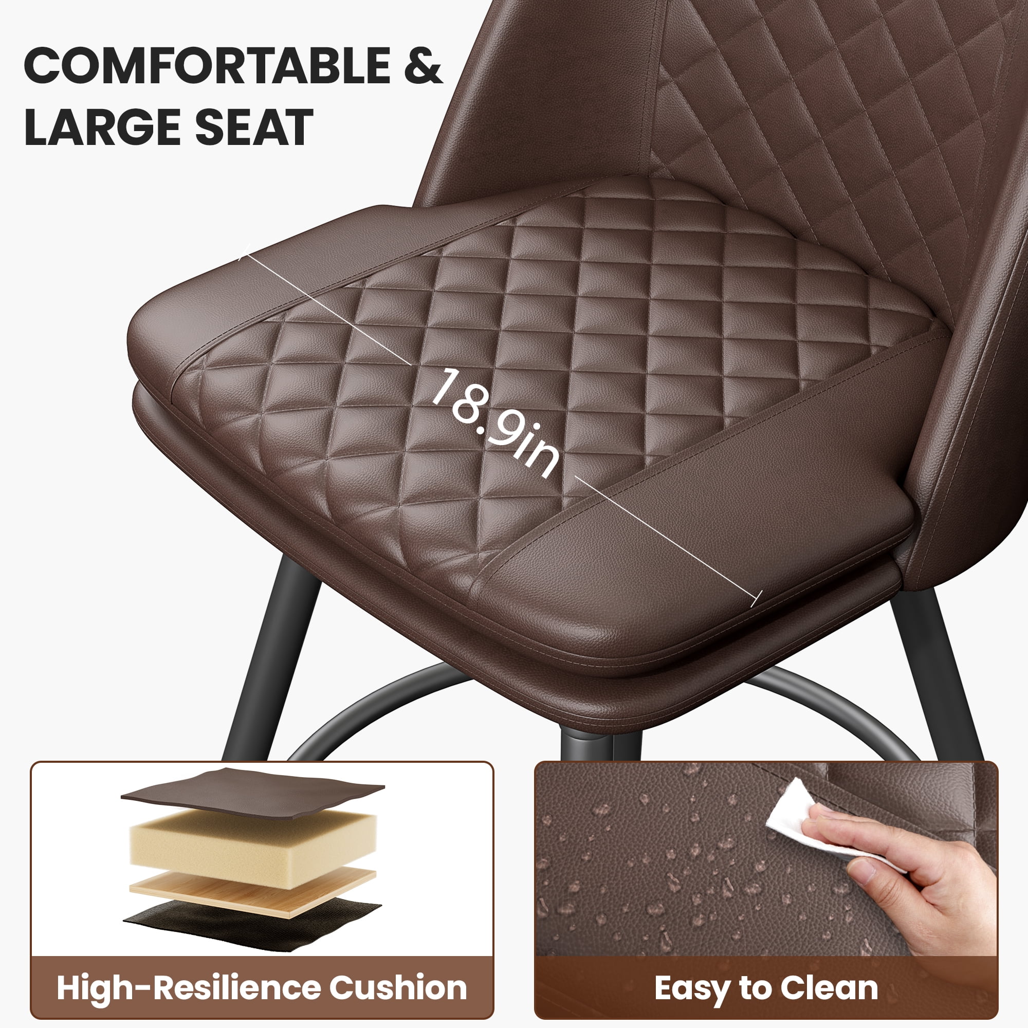LainTene Swivel Bar Chairs Set of 6, 26-Inch Counter Height Stools with Faux Leather Seats, Footrest & Backrest – Ideal for Kitchen Island or Bar