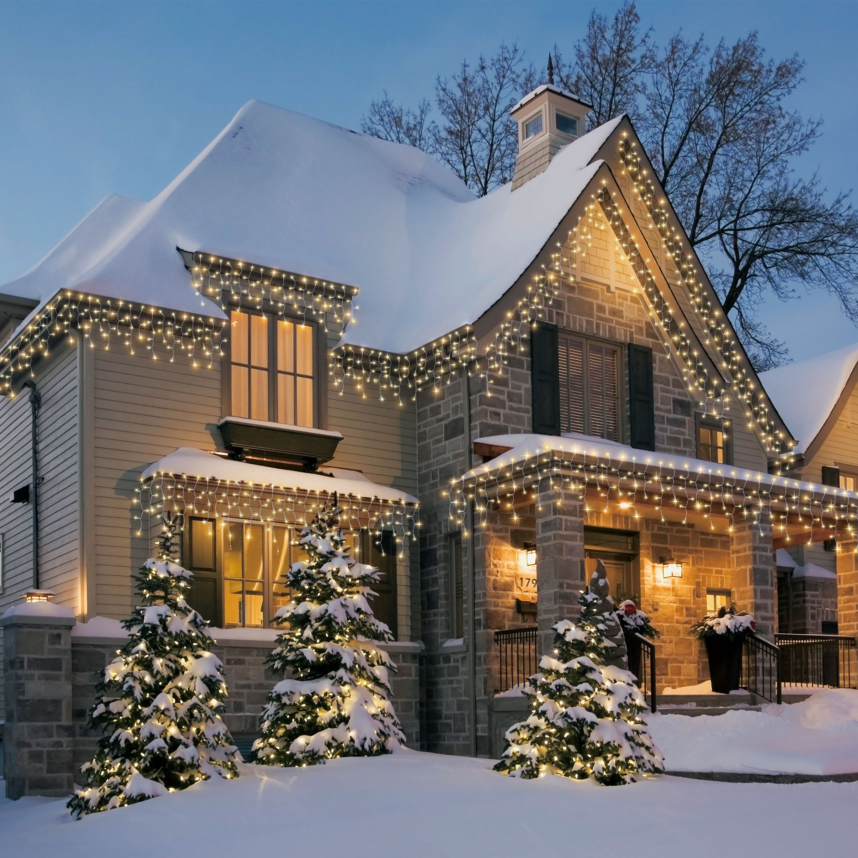 Indoor/Outdoor 200-Count LED High Density Christmas Icicle Lights, Warm White, White Wire, 15', by Holiday Time