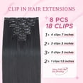 thumbnail image 3 of Yanonmyfd Clip In Hair Extensions 26 Inch Straight, 8 Pieces 18 Clips, Heat Resistant Synthetic Hair, 130g, Jet Black, 3 of 23