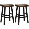 thumbnail image 1 of Costway 29" Bar Stool Set of 2 Bar Height Solid Wood Curved Saddle Seat Footrest, 1 of 7