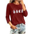 thumbnail image 3 of gbyLJF Women's Plus Size 3/4 Sleeve Halloween Shirts Funny Ghost Rhinestone Graphic Top Casual Fall Family Party Mom Tee, 3 of 7