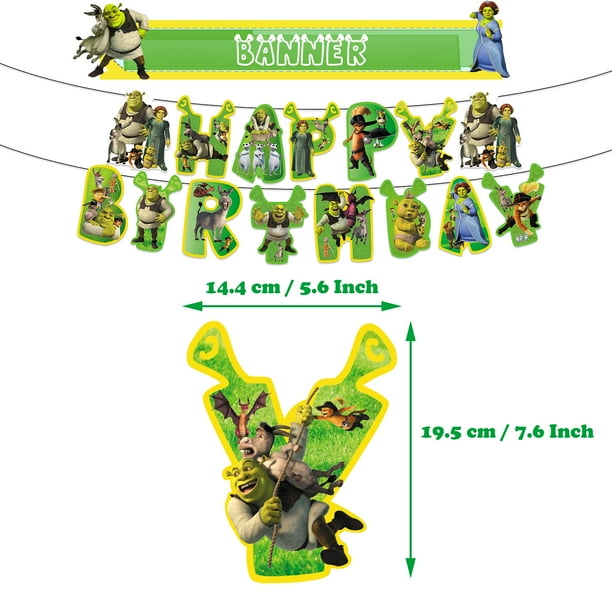 Película caliente Shrek Fiesta de cumpleaños Suministros Desechables Pancarta Pastel Bandera Colgante de Halloween Monstruo Shrek Globos Decoración de Cumpleaños