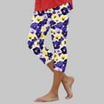 thumbnail image 2 of YDFCWXW Women's Capri Leggings Floral Printed Plus Size Capris High Waist Knee Length Slim Fit Cropped Legging for Yoga Purple, XXL, 2 of 5