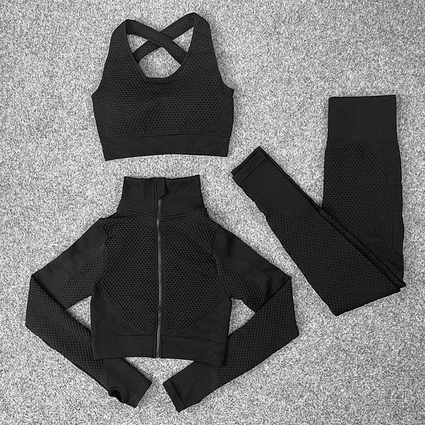 Conjunto de yoga de punto sin costuras para otoño e invierno, conjunto sexy de tres piezas para fitness y caderas de Lulu