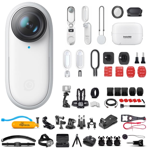 Insta360 GO 2 64GB Edition Small Action Camera, Weighs 1 oz, Waterproof, Stabilization, POV Capture, with Charge Case and Wearable Camera Accessories + Mount Adapter Bundle + 50-in-1 Accessory Kit