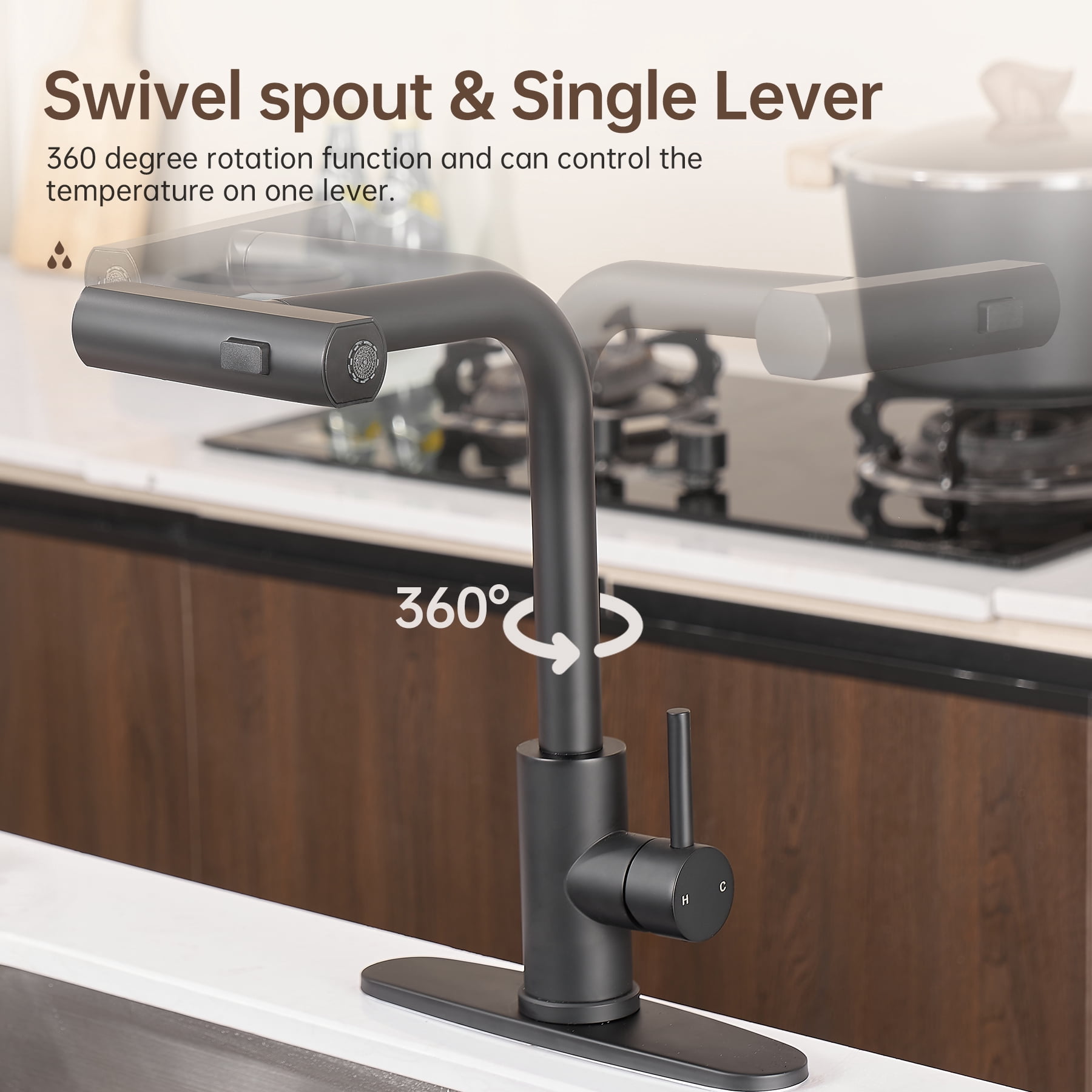Senlesen Oil Rubbed Bronze Kitchen Faucet - Pull Down Sprayer, Single Handle, High Arc Swivel Spout, 3-Hole Deck Mount