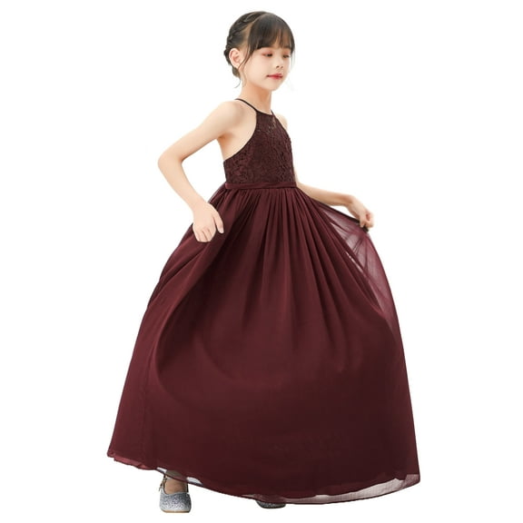 Ekidsbridal Halter Lace Criss-Cross Back Flower Girl Dress Formal Photoshoot Junior Pageant Ballroom Dance Gown L248 12