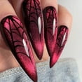 thumbnail image 4 of Halloween Press on Nails, Medium Almond Fake Nails, Full Cover False Nails with Designs, Acrylic Artificial Nails for Women Girls 24Pcs, 4 of 5