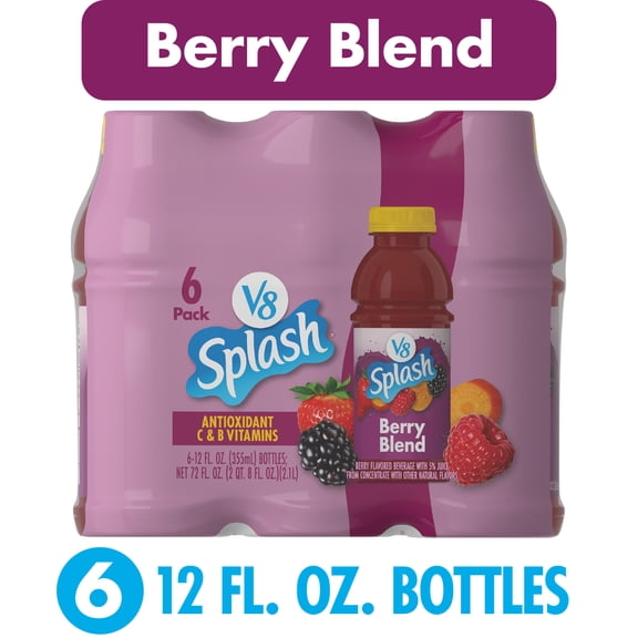 V8 Splash Berry Blend Flavored Beverage, 12 fl oz Bottle (6 Pack)