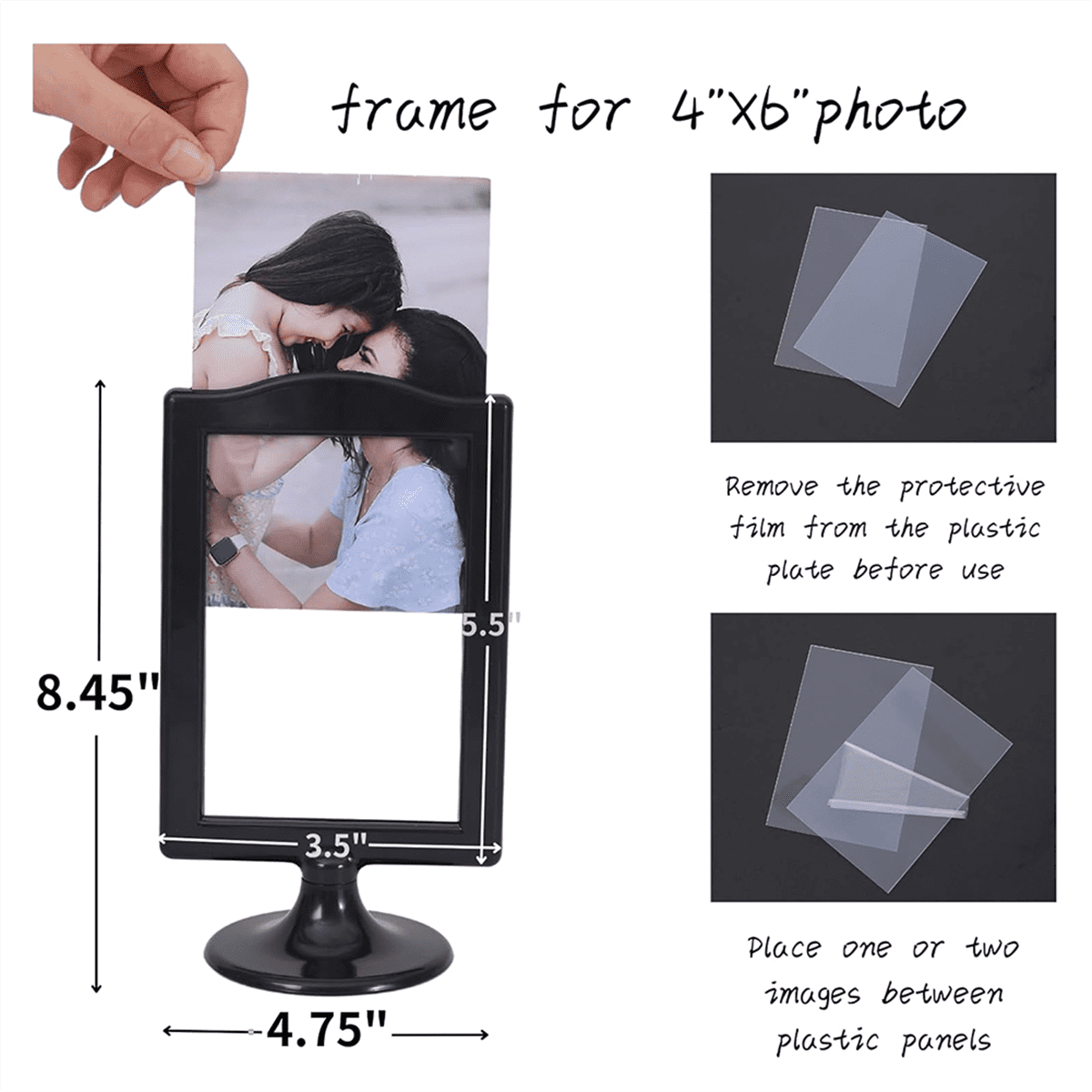 Double Sided Standing Picture Frames 4 X 6 Inch Pedestal Photo Frame Plastic Self Standing Frame for Table,10 Pack