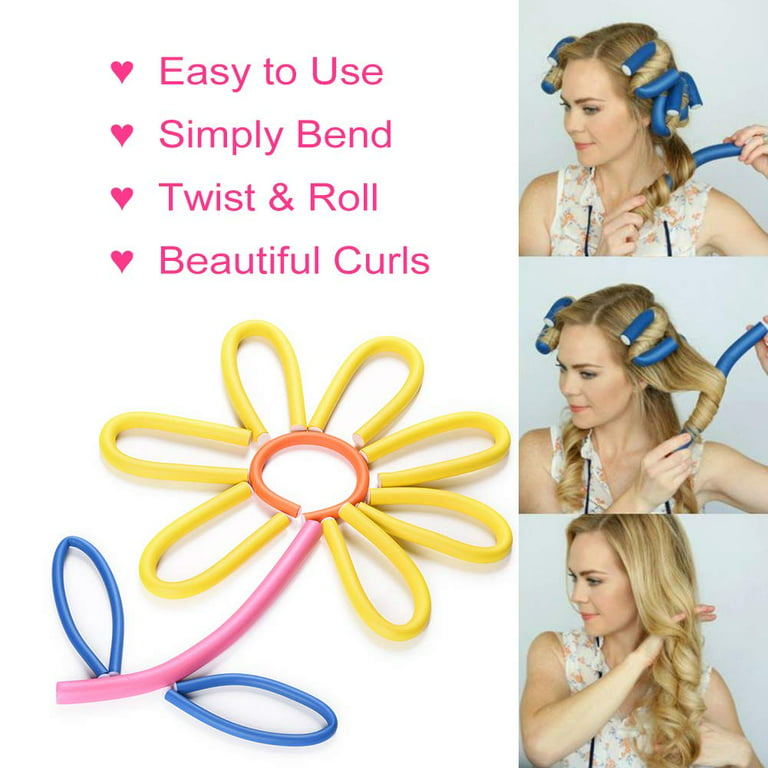 42 Pack 7 inch Flexible Curling Rods Heatless Hair Curlers Rollers Flexi Rods Foam Rods for Short, Medium and Long Hair