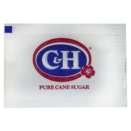 C&H Pure Cane NON-GMO Granulated Sugar, 0.10 Ounce (2.83 Gram) Packets - Pack of 500