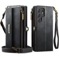 thumbnail image 1 of funda Billetera para Samsung Galaxy S24 Ultra con Ranuras [Bolsillo con Cremallera con Ranura para Efectivo de 9 Tarjetas] Cierre magnético, Correa Desmontable, Pata de Cabra,Bloqueo RFID y TPU, 1 of 9