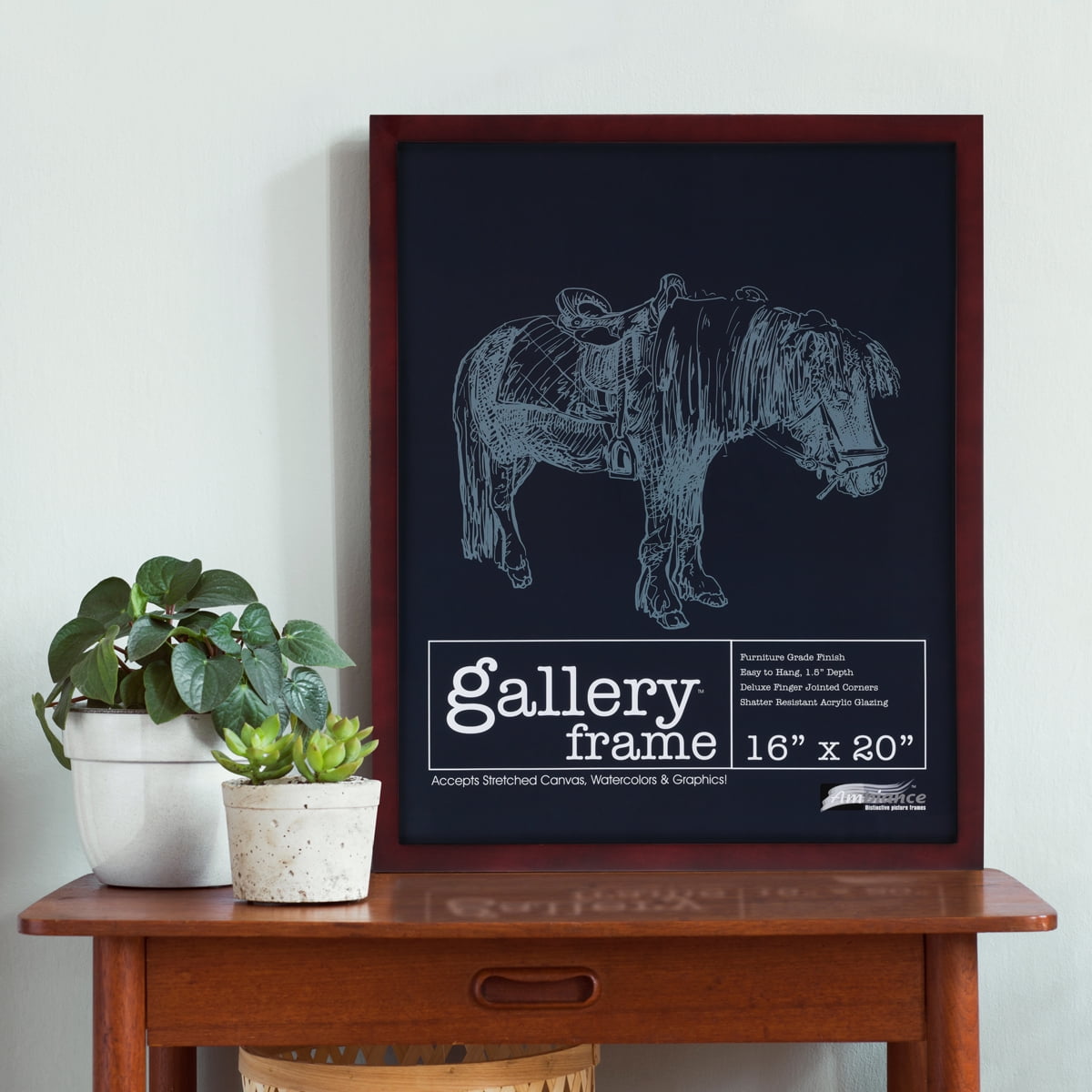 Ambiance Gallery Wood 1.5" Deep Picture Frames - 8x10" Mahogany Wood Frame, Shatter-Resistant Acrylic Glazing & MDF Backing, Horizontal or Vertical Wall Display