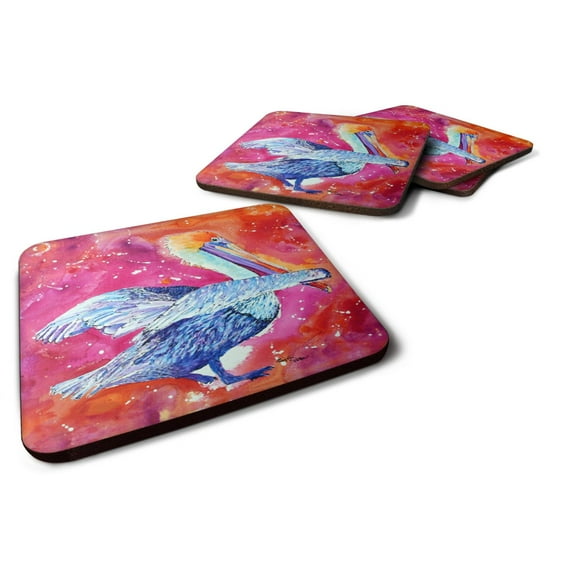 Carolines Treasures 8360-FC Set of 4 Pelican Foam Coasters 3 1/2 x 3 1/2 multicolor