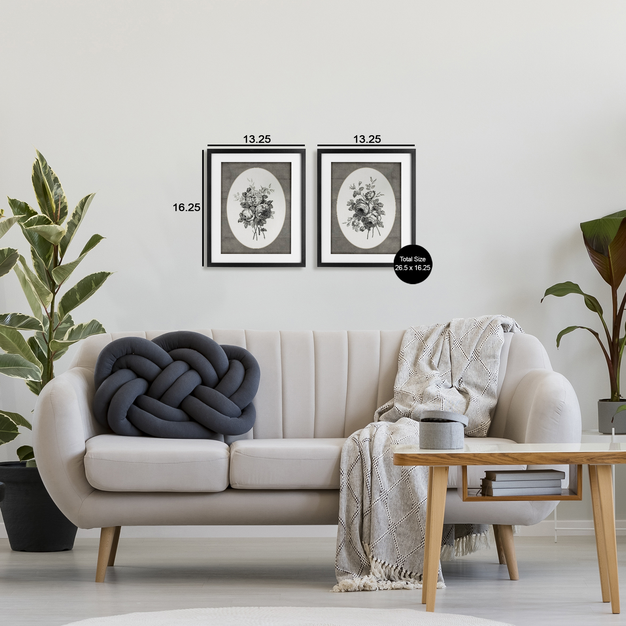 Vintage Petal Bundle Details 2 Piece Black Framed Print Under Glass Set, design by Lettered and Lined