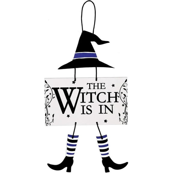 Spook - tastic Halloween Hanging Sign: "The Witch is in" Wooden Welcome Decor for Indoor/Outdoor Halloween Parties!