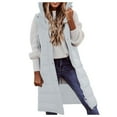 thumbnail image 2 of adviicd Long Puffer Vest Women Quilted Hooded Sleeveless Down Vest Outerwear Jackets Fall Winter Coats with Pockets (Light Gray, S), 2 of 5