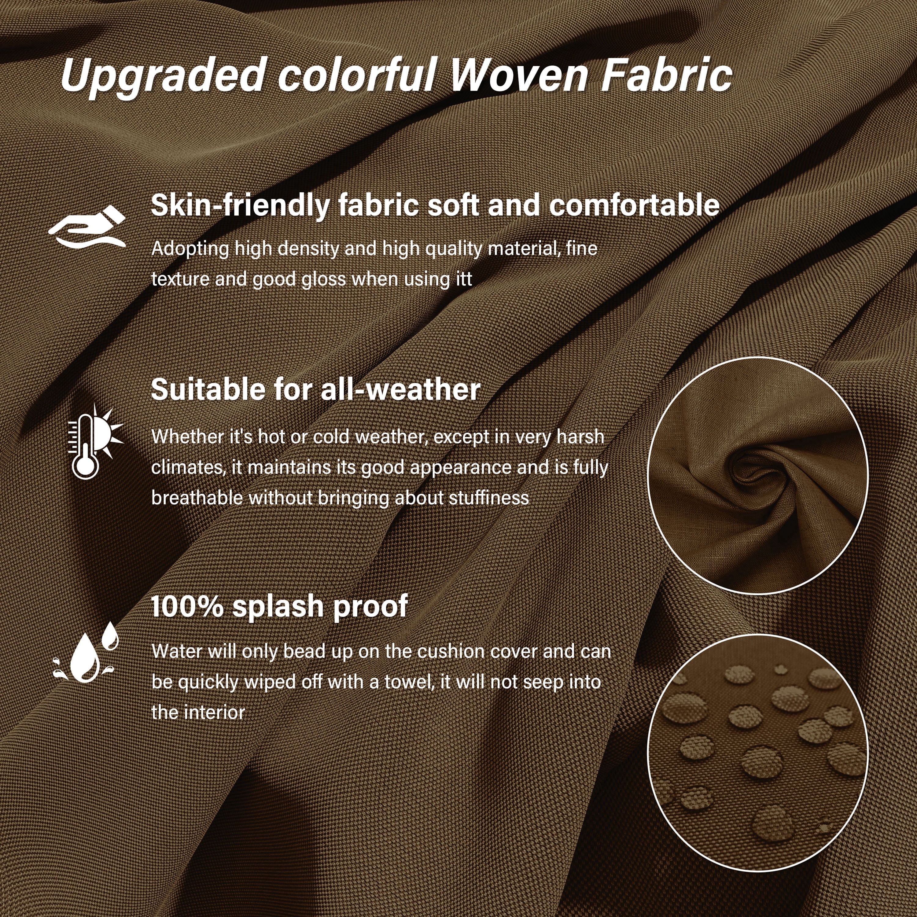Pakunoda 14 Pcs Patio Outdoor Cushion Covers Replacement Slipcovers with Zipper Non-Slip for Garden Furniture Sofa Chair 3 Size Protector, Cover Only, Chocolate