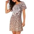 thumbnail image 2 of Balery Leopard Brown Camisón de manga corta con cuello redondo para mujer, cómodo y elegante., 2 of 6