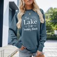 thumbnail image 2 of XIAOCHA Nature Line Graphic Crew Neck Sweatshirt for Women Lake Side Letter Print Relaxed Vacation Sweat Pullover, 2 of 4