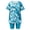 Blue, variant on Women's Plus Size Casual 2-Piece Outfit, Tropical Print Tunic Top and Mid-Length Shorts, 1X-5X