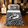 thumbnail image 2 of Manfei Graffiti Tiger Twin Sheets, Abstract Zebra Print Bedding, White Gray, 3pcs, 1 Flat Sheet, 1 Fitted Sheet and 1 Pillowcase, 2 of 6