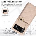 thumbnail image 7 of Allytechgroup Stylish Wallet Phone Case for Samsung Galaxy Z Flip 3 5G, Crossbody Shoulder Strap Make-up Mirror Ring Holder Stand Card Holders Shockproof Case for Girls Women, Beige, 7 of 7