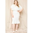 thumbnail image 4 of Pastel by Vivienne Women's Cocktail Formal Bodycon Plus Dress Mermaid Hem Pleats Ivory X-Large, 4 of 4