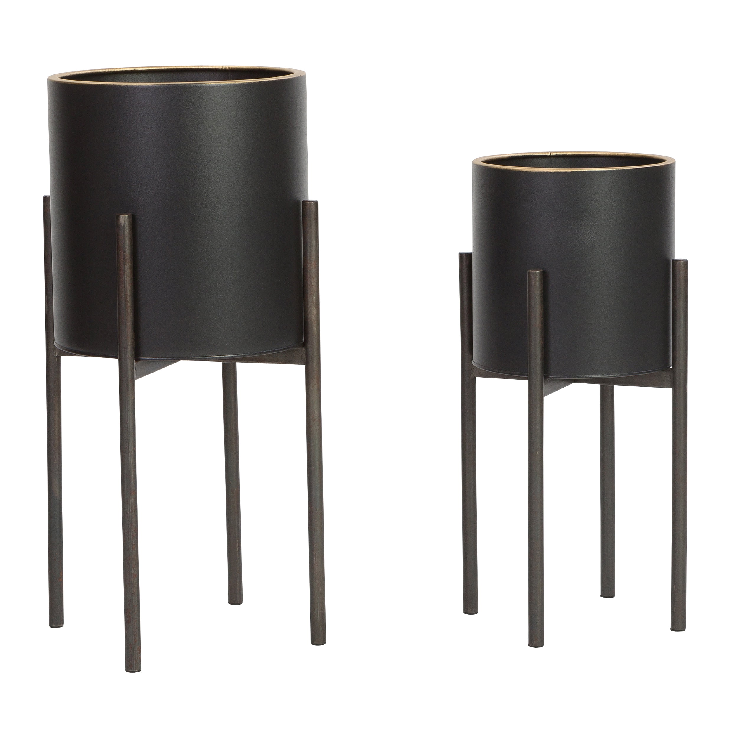 Jaxon Modern Black Planters (Set of 2)