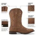 thumbnail image 3 of Rollda Men's Cowboy Boots Mid-Calf, Chunky Heel Square Toe, Brown, Size 11.5, 3 of 7