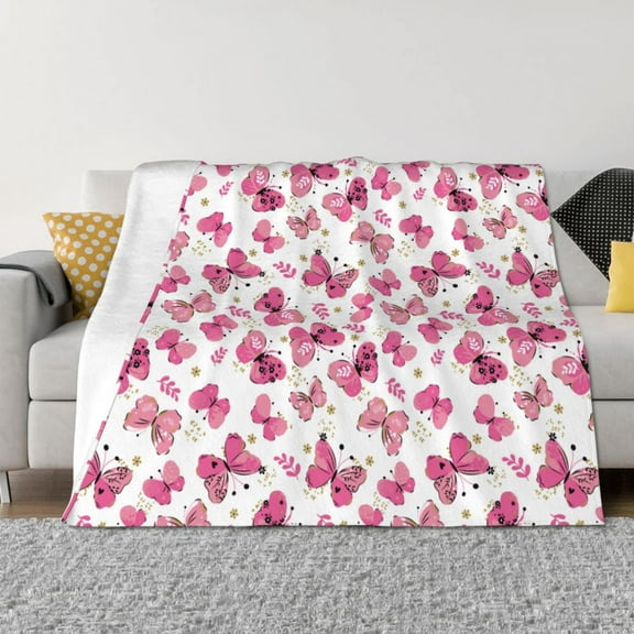 Naloa Girl Butterfly Flannel Blankets - Thick and Warm Blanket for Winter, Soft Fuzzy Plush King Blanket for All Seasons40"x30"