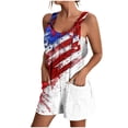 thumbnail image 2 of LangJing American Flag Patriotic Rompers for Women Summer Casual Sleeveless Short Overalls Adjustable 4th of July Shorts Jumpsuit with Pockets White,XXXL, 2 of 6