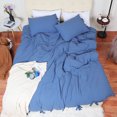 thumbnail image 3 of Microfiber Polyester Bedding Duvet Cover Pillowcase Solid Color Queen Blue, 3 of 7