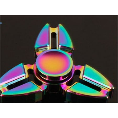 KuKu Fidget Hand Finger Tri Spinner Color Rainbow Aluminum Metal Toy - For Kids, Adult, Anxiety, Stress Relief , (Best Color Fidget Spinner)