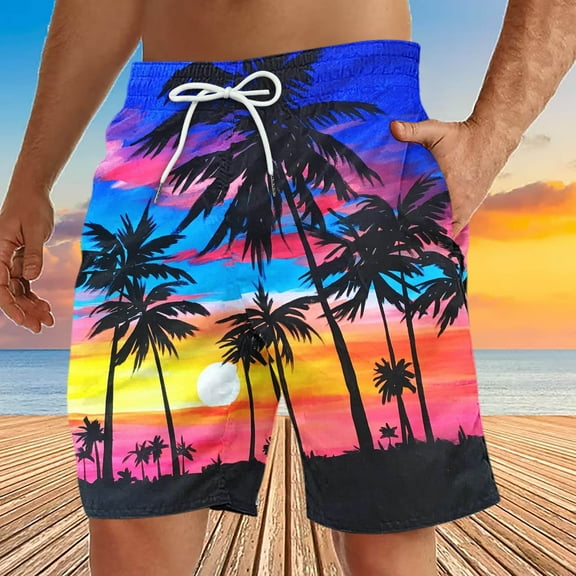 HaoXianJian Men's Shorts Hawaiian Summer Beach Short Casual Lightweight Swim Trunks Drawstring Quickly Dry Holiday Tropical Shorts with Pockets 3X 4X 5X