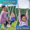 thumbnail image 5 of Sportspower Arcadia Metal Swing Set for Kids Ages 3-8, Outdoor Backyard Playset with Trapeze, 2-Person Glider, 5-Foot Slide with Lifetime Warranty, Bonus Anchor Kit (TEAL), 5 of 8