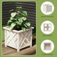 thumbnail image 2 of Pure Garden Lattice Design Outdoor Planter Box - 14.75” Plant Pot - Decorative Plant Pots for Front Porch Decor - Flower Pots Outdoor Planters for Porch Patio or Garden Decor (White), 2 of 10