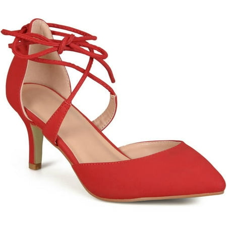 Ladies Pump - Womens Pointed Toe Lace-up Ankle Strap Pumps