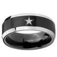 thumbnail image 2 of Tungsten Cowboys Star 8mm Brushed Black 2 Tone Beveled Edges Men Ring, 2 of 2